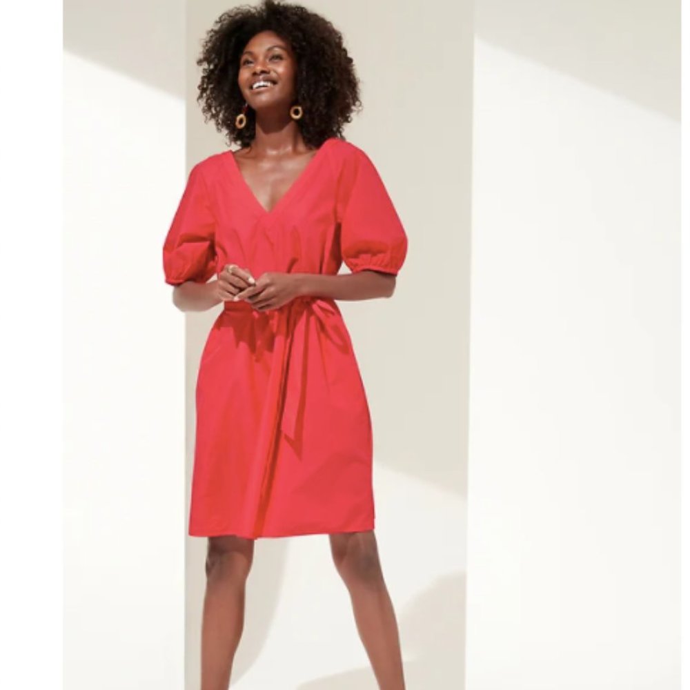 Banana Republic Poplin Mini Dress Size Medium Strawberry NEW Without Tags